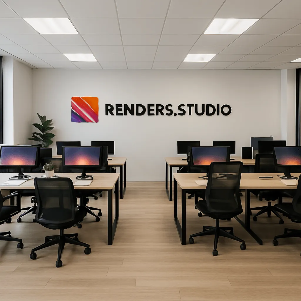 Renders de locales comerciales: estudio de Renders.studio donde se hacen los proyectos