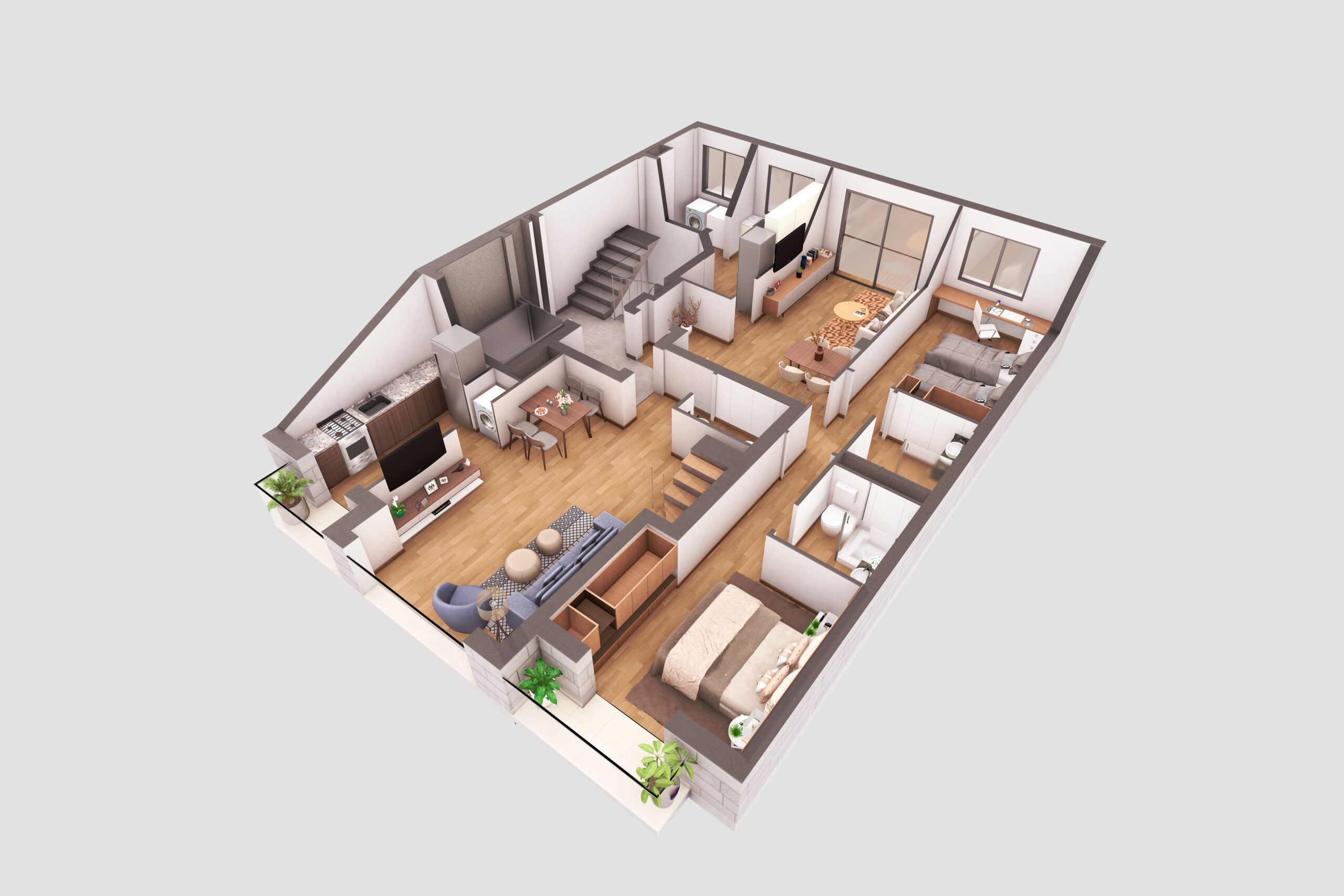 Planos de arquitectura preparados para pedir un render 3D de una vivienda